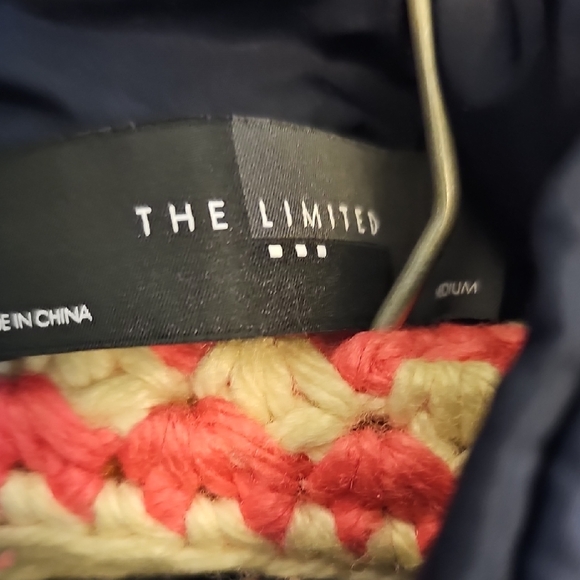 The Limited Navy White Puffer Vest Winter Fall Polka Dots Medium Women - Picture 2 of 5